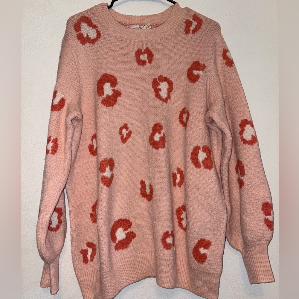 Pink and Red Patterned Women's Sweater size 1X